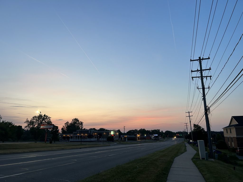 Sunrise over a street 